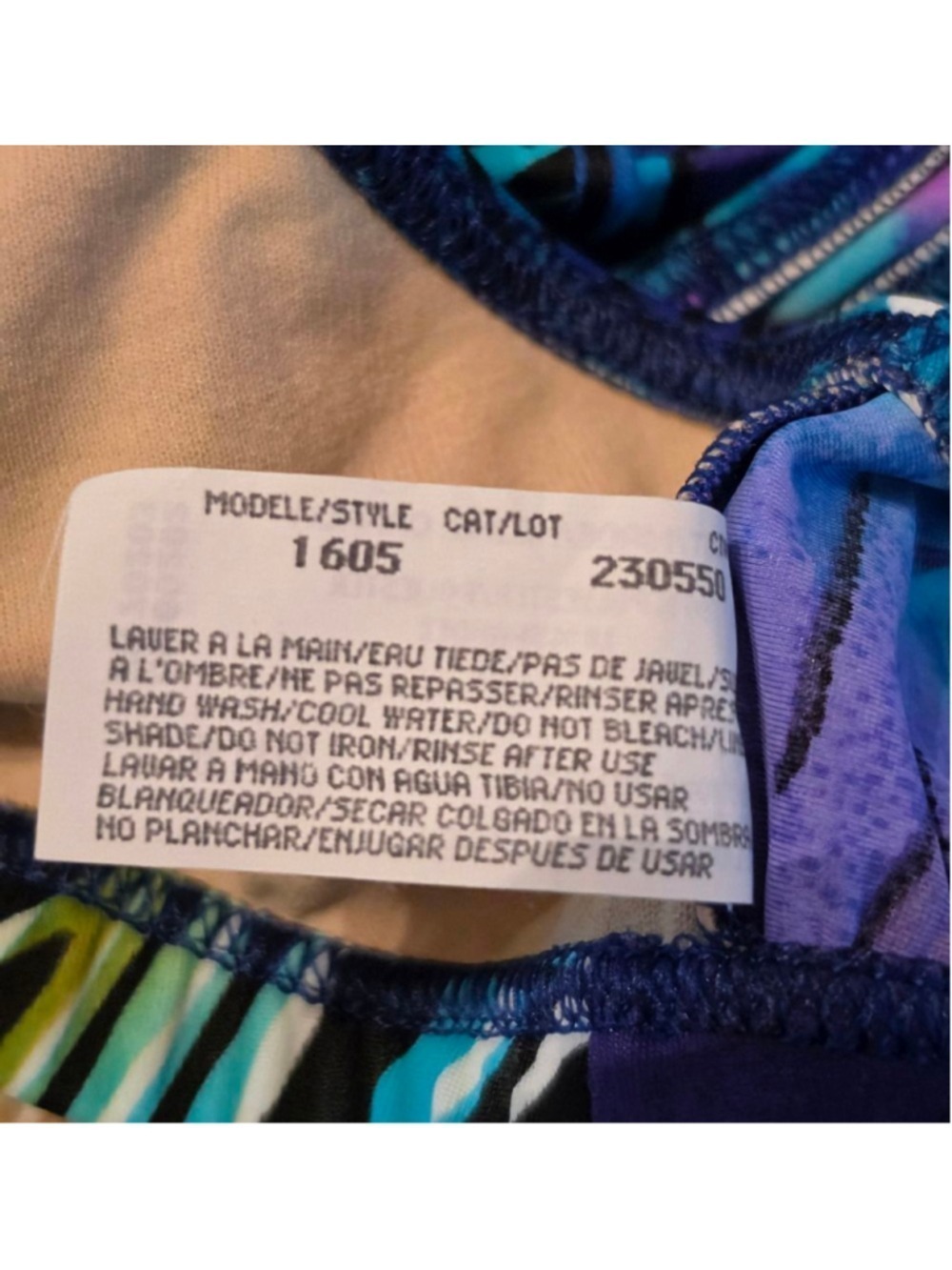Christina Vintage Abstract Floral Bikini Teal Purple Black Size 9 10 - Picture 10 of 10